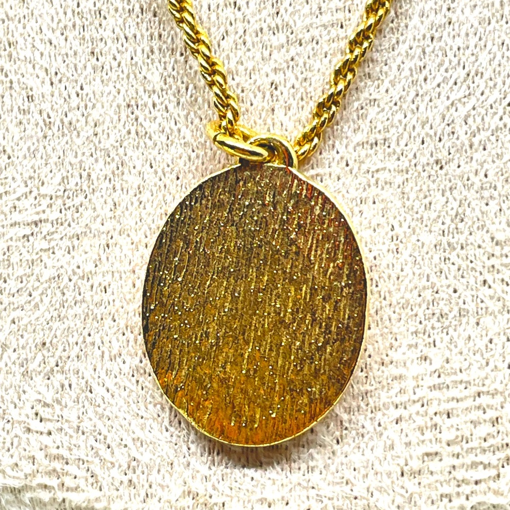 Christian Dior Vintage Oval Gold with Black Enamel Pendant Necklace - Picture 6 of 10